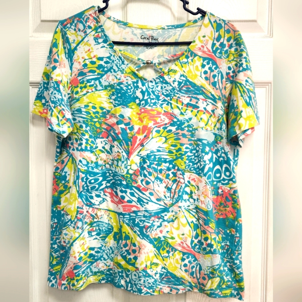 Coral Bay Multicolor Abstract Print Women's Blouse